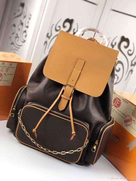 

new brand men chain backpacks real leather trendy handbag backpack for women and men bags 45x33x22cm