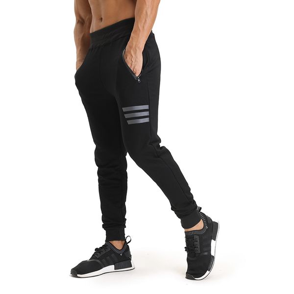 

2019 gyms new men pants compress gymming leggings men fitness workout summer autumn sporting fitness male breathable long pants, Black