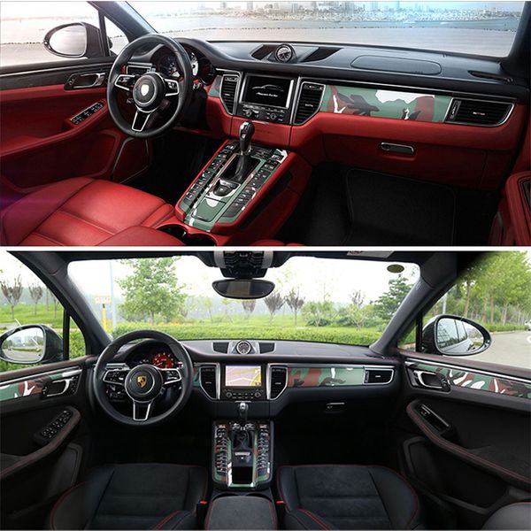 Per Porsche Macan 2014-2018 Pannello di controllo centrale interno Maniglia per porta Adesivi in fibra di carbonio Decalcomanie Car styling Accessorie
