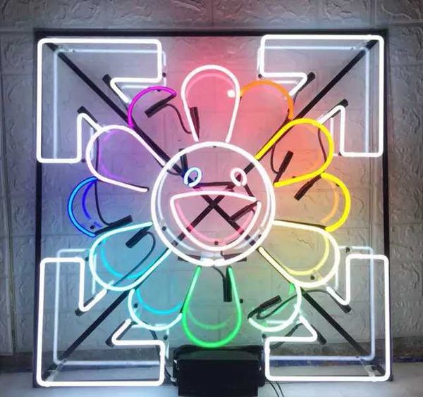 

neon sign24*24 inches murakami sun flower tube neon light sign home beer bar pub recreation room game lights windows glass wall signs