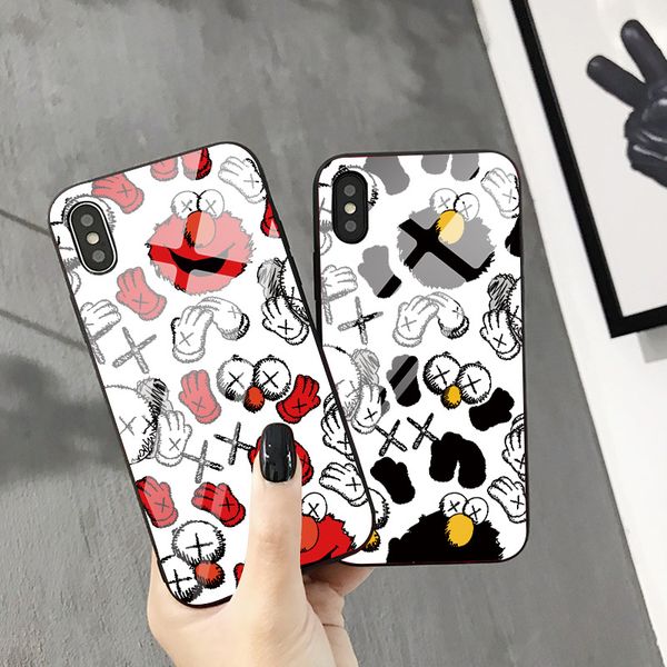 

luxury designer cartoon cute sesame street trunk tempered glass case for iphone 11 pro max x xs max xr 7 8 plus tpu case cover