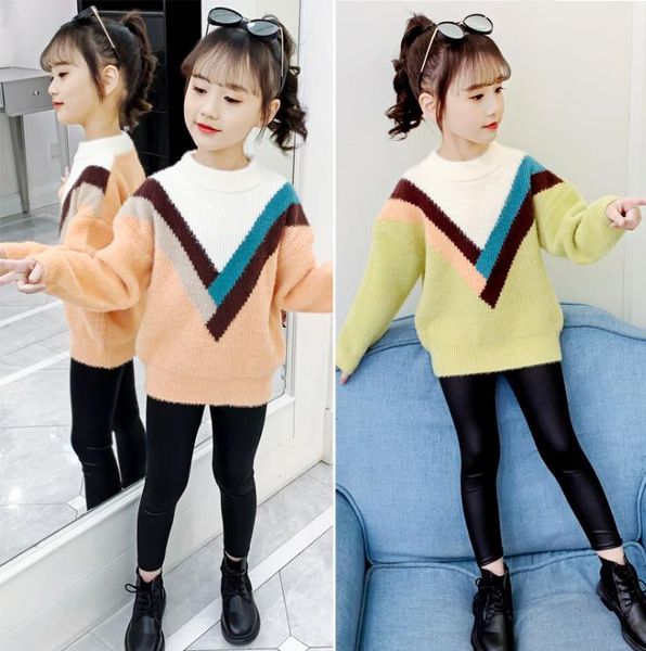 

girls sweater 2019 new medium and large children hit the color college wind sweater girl wild shirt tide 4-12 years, Blue