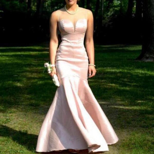 

fashion pink evening dresses jewel sheer neck mermaid prom dresses floor length charming vestidos de festa zipper back women gowns, Black;red