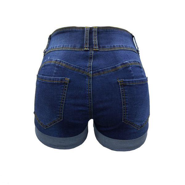 

2020 spring american explosion models ripped flanging deep blue womens denim shorts pants d6030, White;black