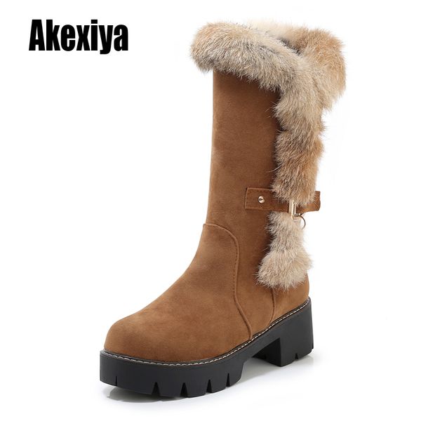 

2020 women snow boots suede winter boots thick fur platform non-slip and warm comfortable shoe plus size 34-43 k968, Black