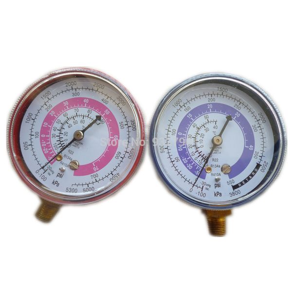 Freeshipping Pares de ar condicionado R410A R134A R22 Refrigerante Refrigerante Calibre de Pressão PSI KPA A / C Medidor de Refrigeração de Medidor de Refrigerante de Refrigeração