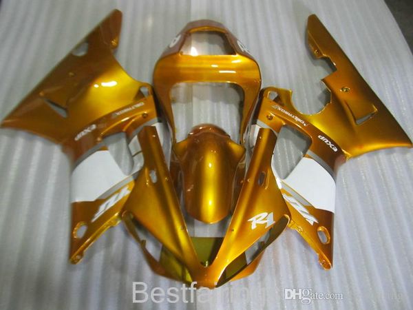 

zxmotor fairing kit for yamaha r1 2000 2001 gold white fairings yzf r1 00 01 ga17