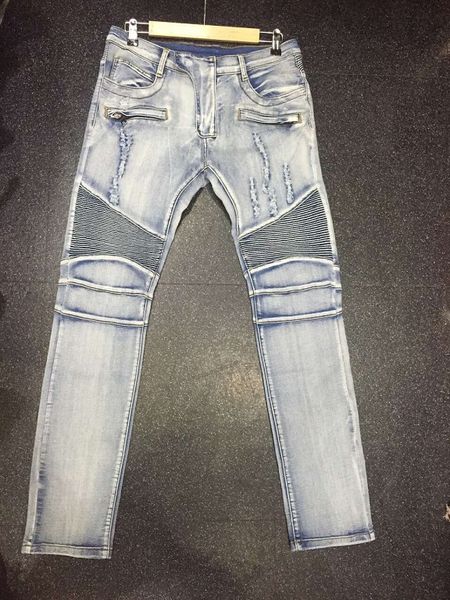 

nwt paris men's fashion runway stretch denim biker light blue jeans size28-38 (#1013),epacket fast ing