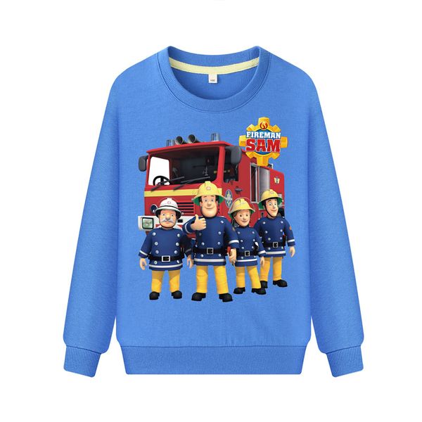 

boys fireman sam tees hoodies girls pink cut cartoon hoodie children sports long sleeve sweatshirts kids pullover coats dz076, Black