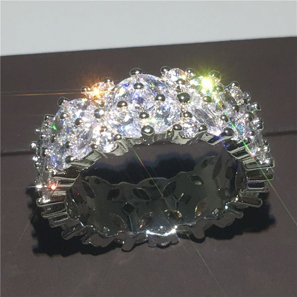 

choucong elegant flower shape promise ring diamond 925 sterling silver engagement wedding band rings for women jewelry, Slivery;golden