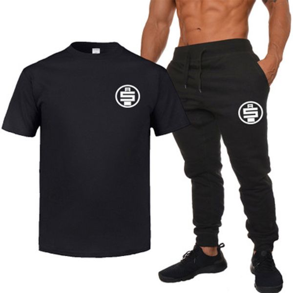 

mens fashion brand sell sport tracksuits letter print short sleeve tee long length pants male casual suits, Gray