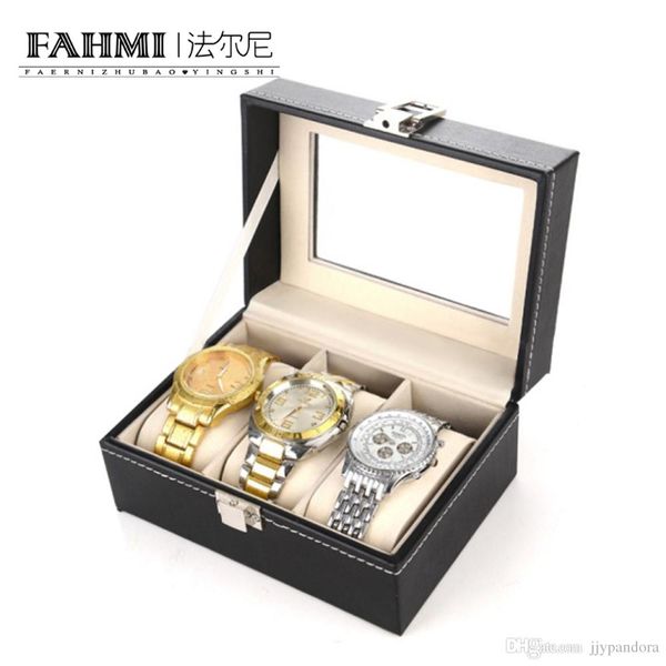 

fahmi original charm 3 watch position display box temperament brand watch perspective display box protective gift box factory, Black;white