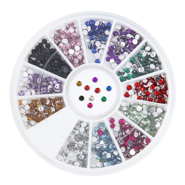 

1 wheel 1.5mm zircon nail art 3d tips diy micro rhinestones mini nail rhinestone decoration for art rhinestones manicure decorat, Silver;gold