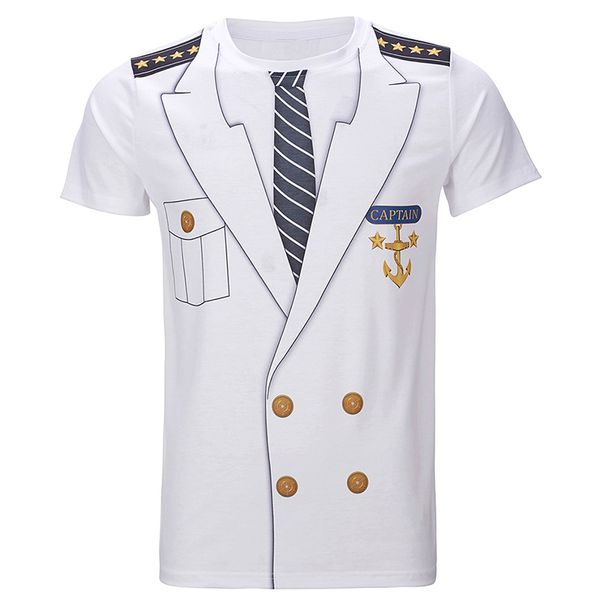 

Men Captain Uniform 3D T Shirt Adult Man Cosplay Costume Top Plus Size Cowboy Pirate Pilot