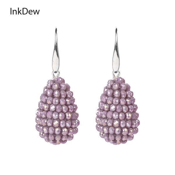 

inkdew long drop earrings beaded multicolor handmade threading crystal big earrings for women gift oorbellen jewelry boho, Silver