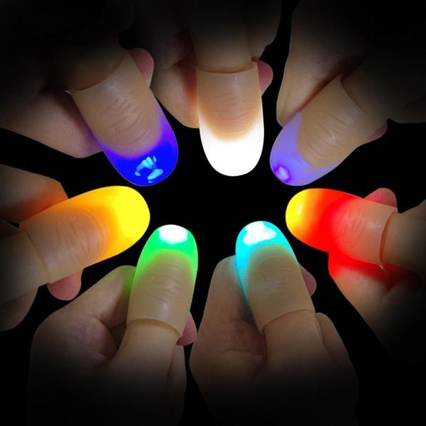 

2pcs led light up finger thumb советы kuso розыгрыши магия партии trick реквизит детские игрушки водить светящиеся thumb игрушки для партии, Black;brown