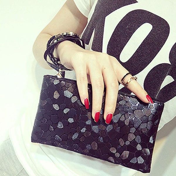 

2019 new ladies sequins evening bag clutch purse zipper handbag bag elegant simple handbag
