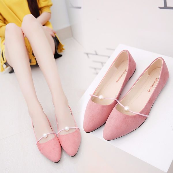 

online celebrity style 2019 all seasons season new style shoes women's pointed toe chunky low heel flat shoes work shoe, Black