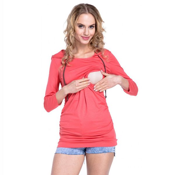 

Maternity Clothes Maternity Breastfeeding T-shirt Pregnancy Hooded Tops Long Sleeves Nursing Clothes For Pregnant Women