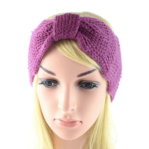 

winter warmer knitted headband turban for women lady crochet bow wide stretch hairband head wrap hair bands accessories