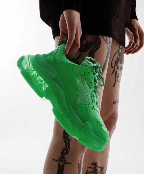 

Hot!!2019 Fashion Paris Triple-S Casual Shoes for Men's Women Fluorescent Green Ceahp Sports Designer Shoe Sneaker Size 36-45
