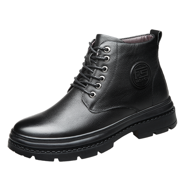 

2019 winter man snow boots genuine leather shoes warm wool inner anti-slip waterproof boots 38-44 man snow, Black