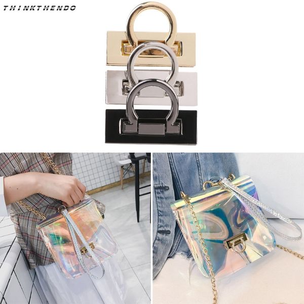

thinkthendo new metal clasp turn twist lock for diy craft shoulder bag purse handbag hardware bag accessories high quality, Black