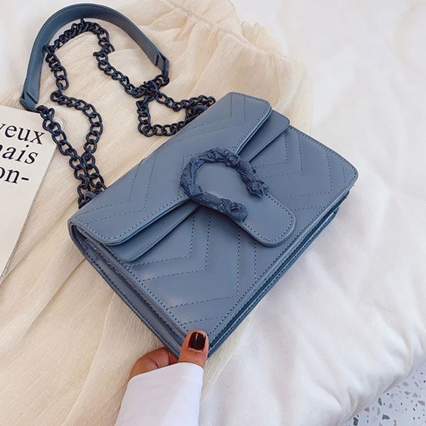 

female thread pu leather crossbody bags for women 2020 chain shoulder messenger bag ladies hand sling handbags