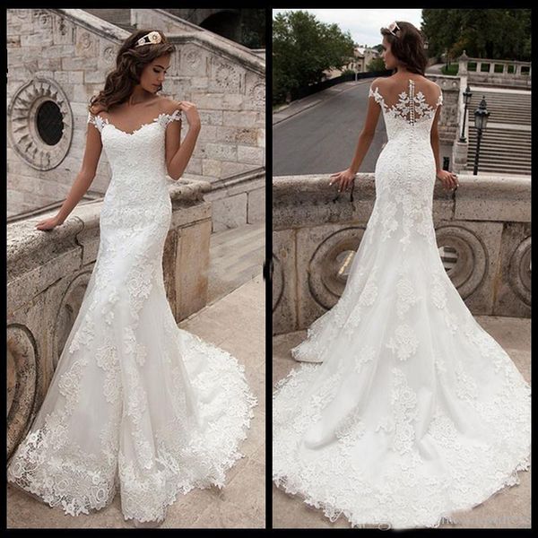 

2019 Latest Luxury Mermaid Wedding Dresses Plus Size Long Sleeves Applique Lace up Bridal Wedding Gowns Bride Dresses Vestidos De Novia