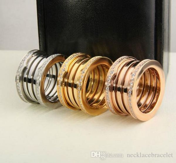 

2018 luxury titanium stainless steel elastic multiwall rhinestone rings yellow gold rose gold silver metal colors women men wedding jewelry