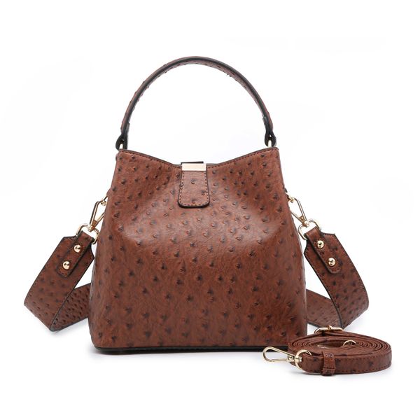 

new arrival women ostrich wide shoulder crossbody bag bucket bag
