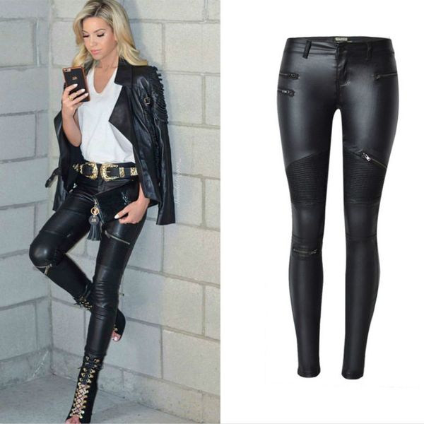 

sindydell locomotive section fashion low waist jeans women europe america pu black skinny pantalon femme push up jeans, Blue