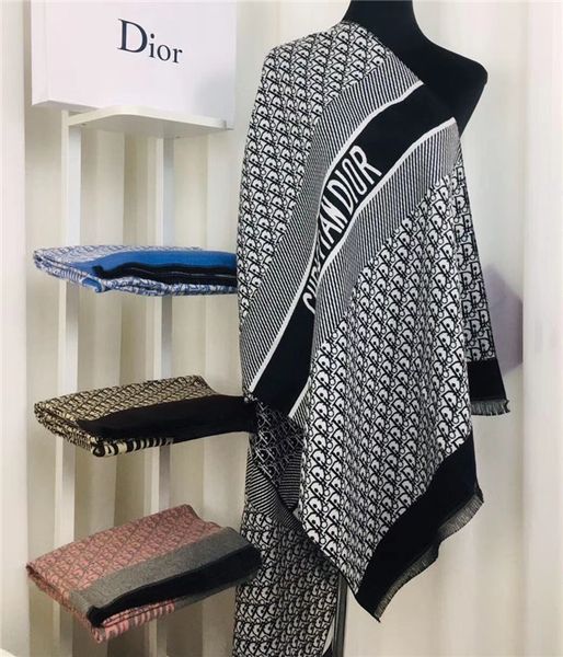 

gift cashmere blended scarf women autumn winter style shawl fashion scarves long classic letter printing shawl add handbag, Blue;gray