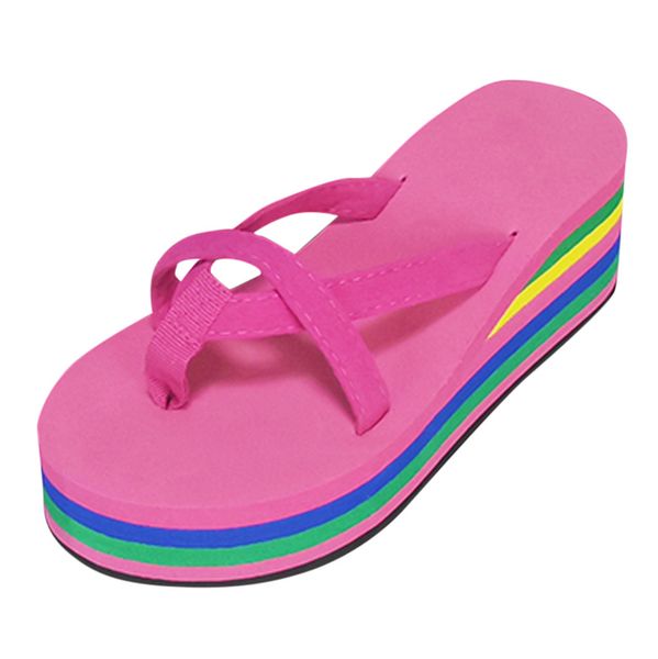 

sagace sandals women's solid color beach flip-flops high-heeled wedge with thick-legged sandals coturno feminino dropshipping #5, Black