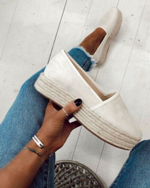 

nice women flats slip on shoes casual ladies canvas shoes thick bottom lazy loafers female comfortable platform espadrilles, Black