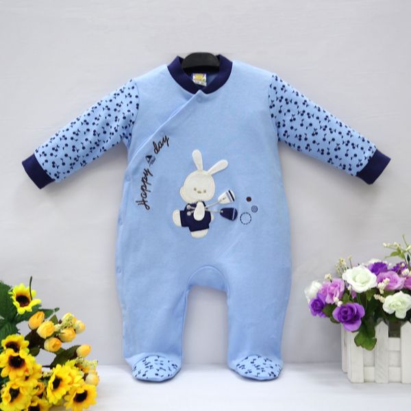 

2019 little q из чистого хлопка новорожденного весна осень одежда цельный младенец мальчик детское белье четыре цвета одежды, Blue