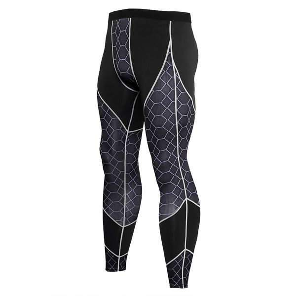 

quick dry sports compression pants men fitness tights grid pants exercise long trousers gym running skinny leggins hombre, Black
