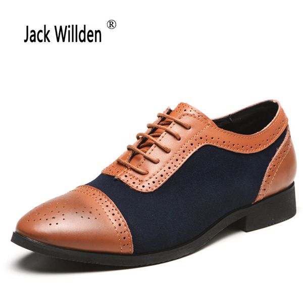 

jack willden men's dress shoes 2019 new arrival formal business shoes men vitage design lace-up leather shoe big size 48, Black