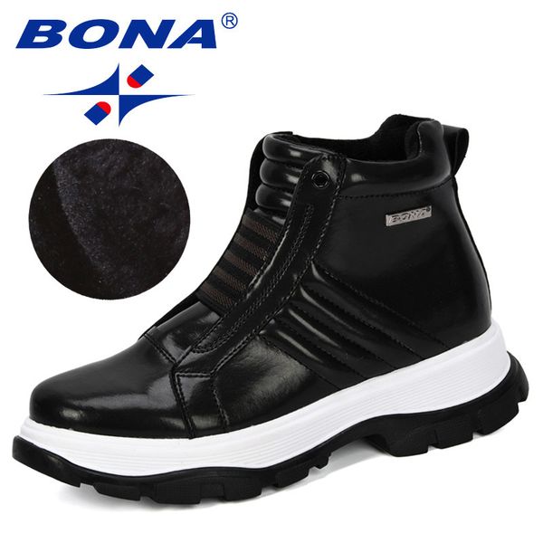 

bona 2019 new designers thick heel women boots solid winter ankle boots motorcycle botas round toe warm women shoes comfortable t200425, Black