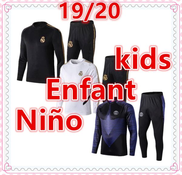 

2019 2020 new real madrid kids soccer tracksuit kit 19 20 kid survÃªtement de football tracksuits training suit jogging kits chandal futbol, Black