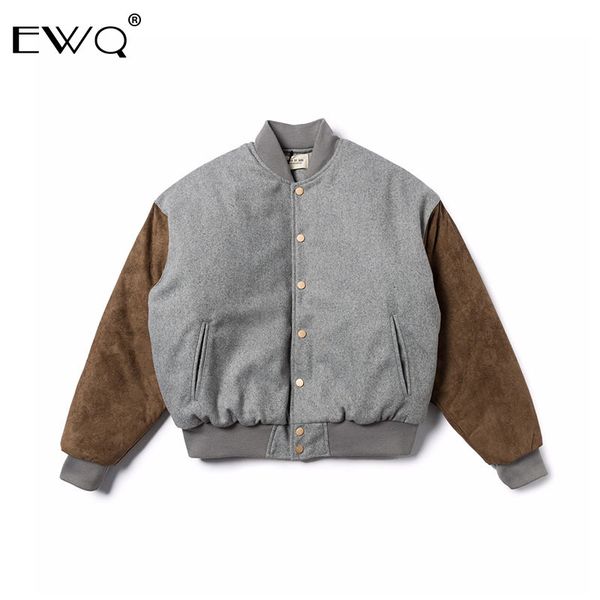 

ewq / 2019 autumn witner thickening men's jaacket tide hit color patchwork embroidery loose coat male casual keep warm 9y215, Black;brown