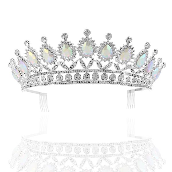 

wedding party 15x6cm tiaras beaded flower leaf headwear of bride crown diamond headwear for bride acting initiation graduation rs-83, White;golden