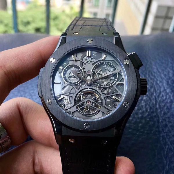 

New Fusion Series Skeleton Dial Luxury Mens Watches Top Automatic Mechanical Wristwatch Original Buckle Tourbillon Designer Watch
