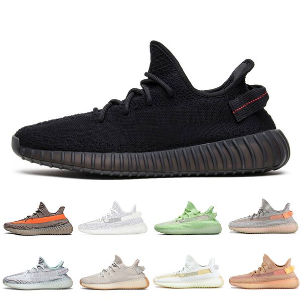 

with box kanye west v2 static reflective men women glow in the dark clay hyperspace true form blue tint mens women running designer shoes