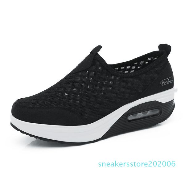 

women's platform shoes leisure mesh cloth slip on female shoes women summer breathable sneakers woman size 35-41 d01 s06, Black