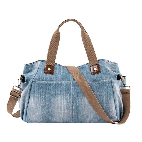 

casual denim women handbag large capacity jeans female shoulder bag big totes travel bag ladies crossbody bags bluehand bag lar