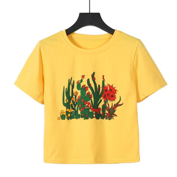 

summer yellow print short t-shirts harajuku women casual tshirt summer fashion print t shirt o-neck short sleeve shirts #5, White