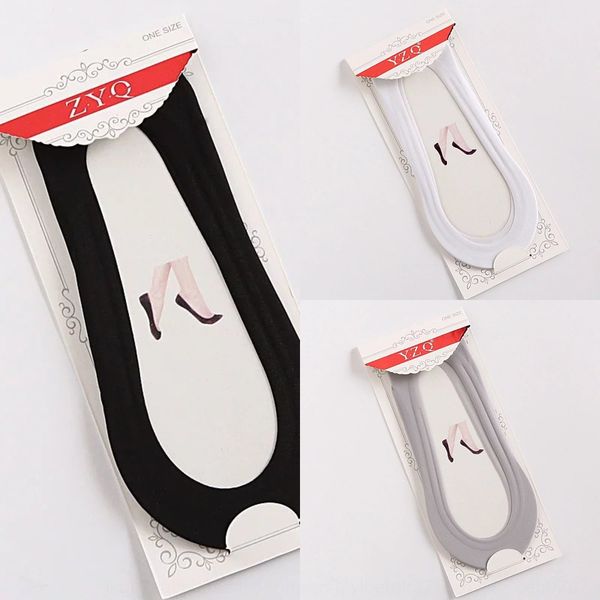 

ice silk invisible silicone invisible women's boat socks silicone anti-skid cotton bottom socks independent packaging traceless tutu, Pink;yellow