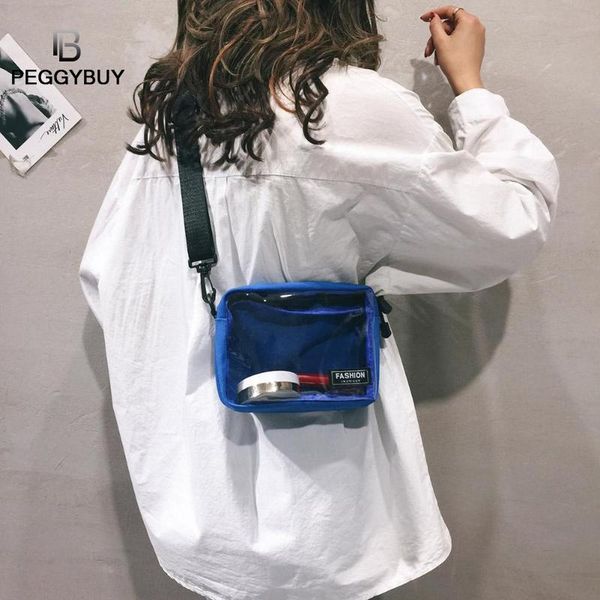 

clear canvas transparent pvc crossbody bags for women casual messenger beach bag boys girls koreanbeach shoulder handbag tote bo