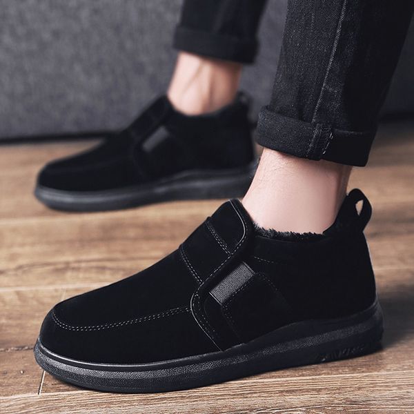 

winter new style men padded old man warm plus velvet elderly people snow boots thick men's shoes high-board shoe students ma, Black